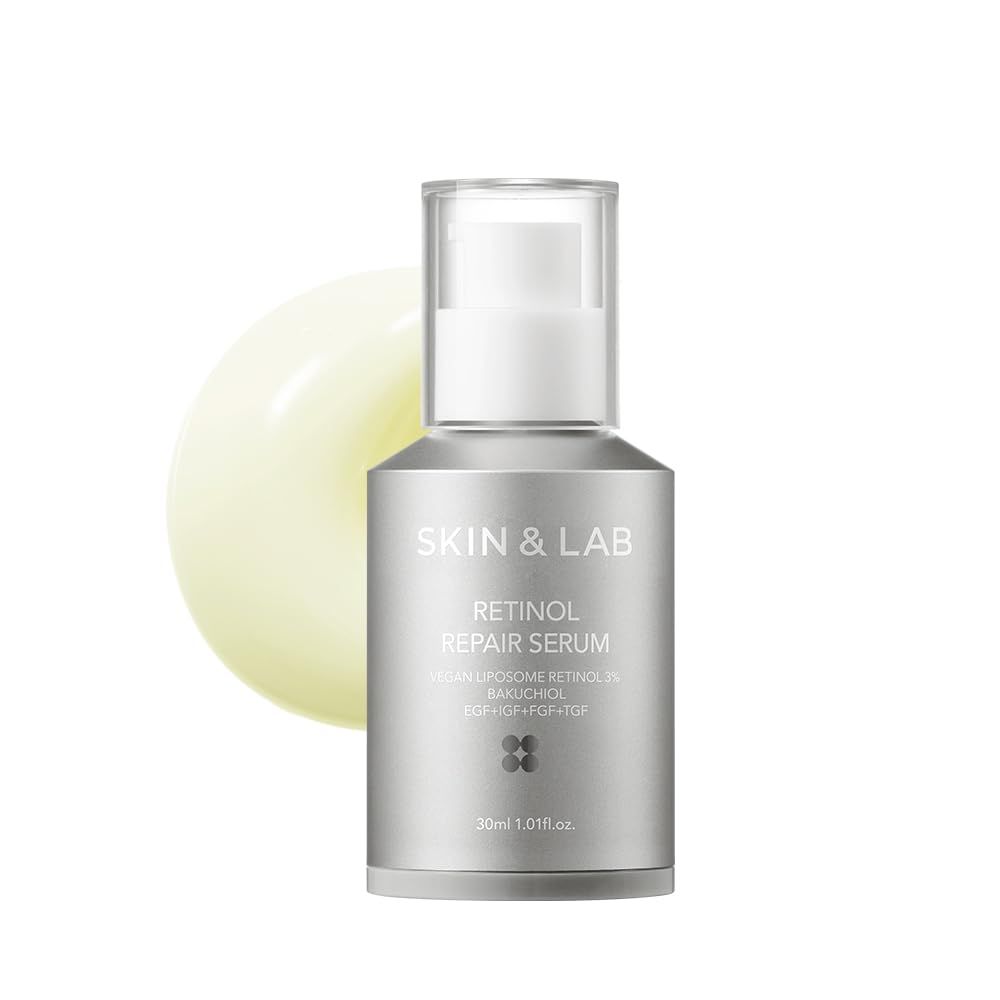 [SKIN&amp;LAB] Retinol Repair Serum | Contains Vegan Retinol, Bakuchiol and Peptides| For Reduce Wrinkles &amp; Fine Lines, Smoothing | Daily Facial Essence | For Sensitive Skin Type | 1.01 fl.oz