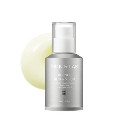 [SKIN&amp;LAB] Retinol Repair Serum | Contains Vegan Retinol, Bakuchiol and Peptides| For Reduce Wrinkles &amp; Fine Lines, Smoothing | Daily Facial Essence | For Sensitive Skin Type | 1.01 fl.oz