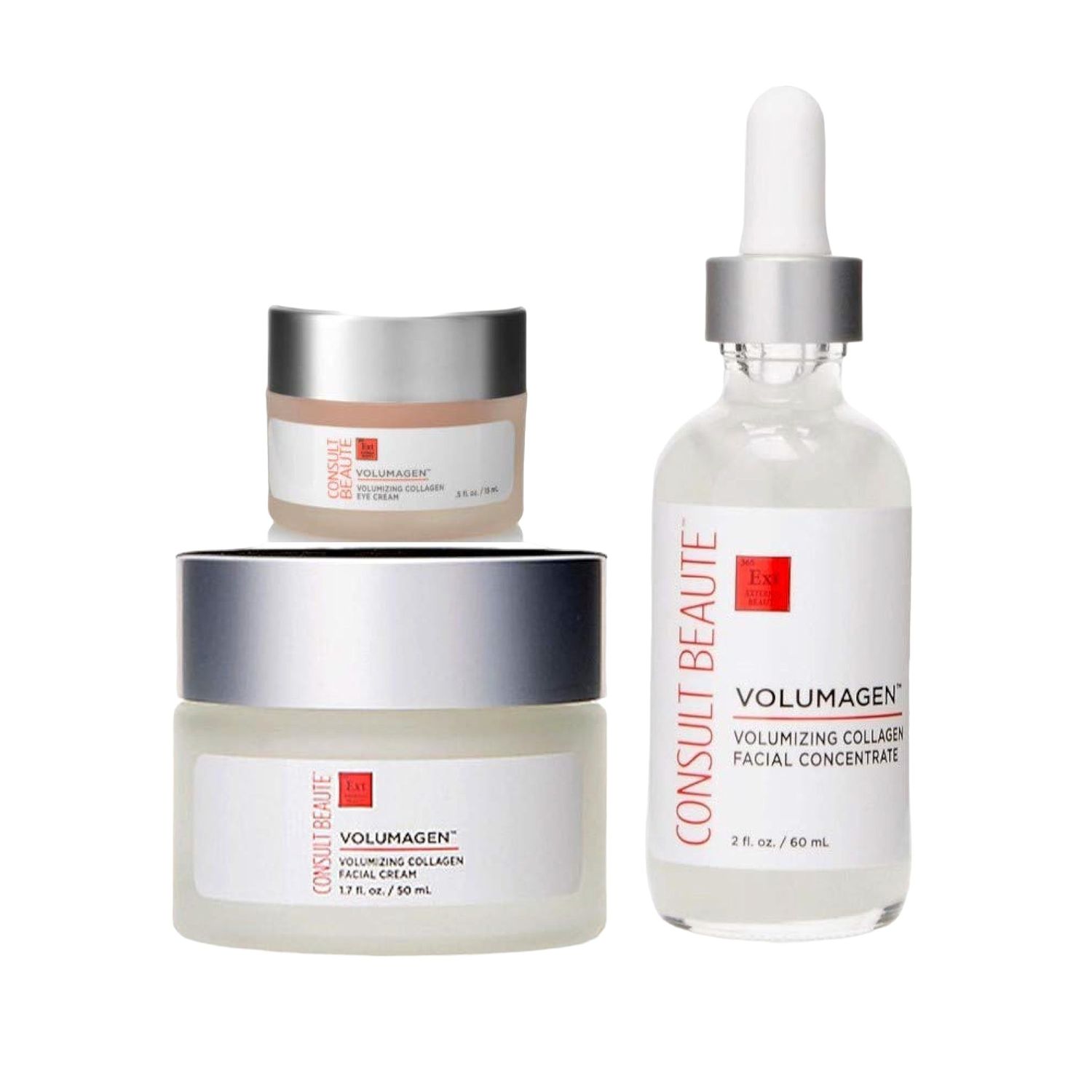 Consult Beaute Volumagen TRIO Doctor Formulated Skin Care For Face, Neck and Eyes, Featuring Volumagen Complex To Boost Moisture, Plump Skin and Re-volumize the Complexion