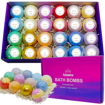 Fafamara Bath Bombs, 24 Pcs Handmade All Natural Organic Bath Bombs Gift Set, Essential Oil Bubble Bath, Dry Skin Moisturize, SPA Relaxing Gifts for Women &amp; Men, Her, Girls, Wife, Birthday