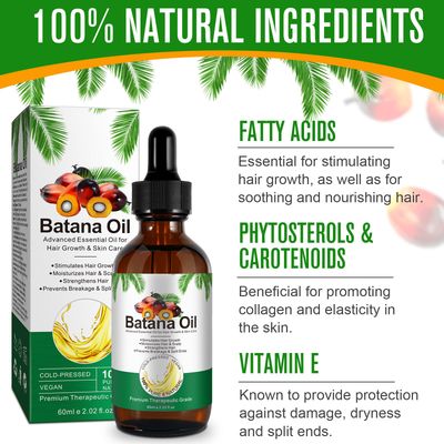 Akeeronn Batana Oil for Hair Growth,60ml 100% Pure Natural Cold Pressed Organic Oil,Promotes Hair Growth for Men & Women,Hydrating & Repairing Dry,Damaged Hair Skin Care,Enhances Hair & Skin Radiance