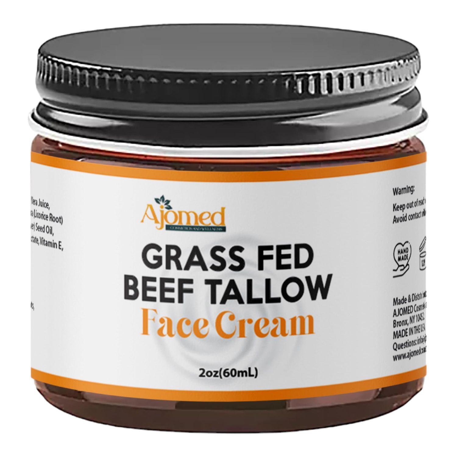 Beef Tallow Face Moisturizer - Grass Fed Beef Tallow for Skin Care- unscented Handmade Tallow face Cream- organic tallow balm for Sensitive Dry Skin, Eczema, Psoriasis, sunburn (OATMEAL &amp; HONEY)