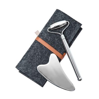 H-Brotaco Face Roller and Gua Sha Set - Stainless Steel Mini Eye Roller Set, Face Massager for Wrinkles, Anti Aging Facial Roller - Authentic, Durable, Noiseless Design