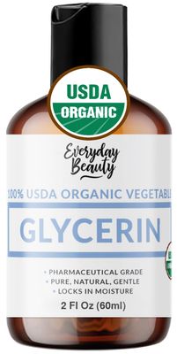 100% Organic Glycerin - For Skin &amp; Hair - Food Grade - USDA Certified - Not From Palm Oil - Perfect Skin and Hair Moisturizer - 2 Fl Oz