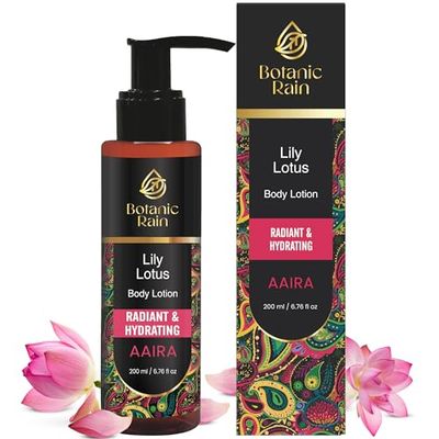 Botanic Rain Organic Body Lotion With Lily &amp; Lotus - Body Lotion For Crepey Skin, Body Lotion For Women, Natural, Vegan and Ayurveda Products - 6.76 fl oz