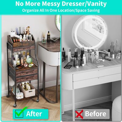 HapiRm Floor Makeup Organizer Storage - Skincare Make Up Organizers and Storage with Drawers, Vanity Organizer Cosmetics Display Cases Holder for Skin Care Nail Polish Perfume Makeup Brush