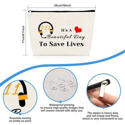 911 Operator Gift Makeup Bag Dispatcher Appreciation Gifts EMT Emergency Dispatcher Gifts Cosmetic Bag Pouch 911 Operator Thank You Gift Dispatcher Retirement Gift Birthday Christmas Thanksgiving Gift