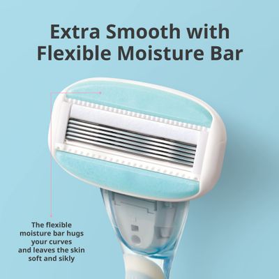 EVE 5 Razors for Extra Smooth Shaving (No Razor Handle, 8 Pcs Razor Blade Refills), Razors for Shaving with Aloe Vera Moisture Bar, Interchangeable Cartridge for Sensitive Skin