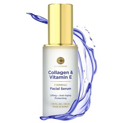 Clear Visage Anti-Aging Collagen &amp; Vitamin E Serum - Dermatologist Tested, Hydrates, Reduces Wrinkles, Clean Beauty, Cruelty-Free Korean Skin Care for All Skin Types - 1.69 fl. oz