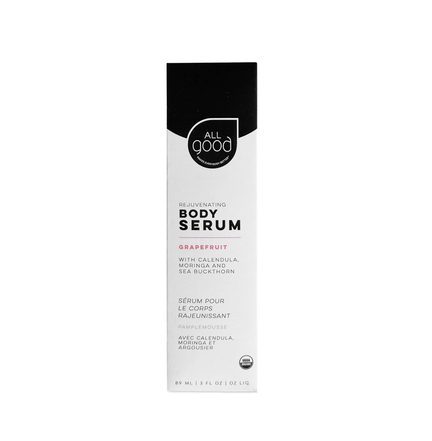 All Good Rejuvenating Body Serum for Men &amp; Women - Calendula, Moringa, Sea Buckthorn &amp; Essential Oils - Lightweight, Moisturizer &amp; Replenishing Serum - Made in USA - 3oz (Grapefruit)