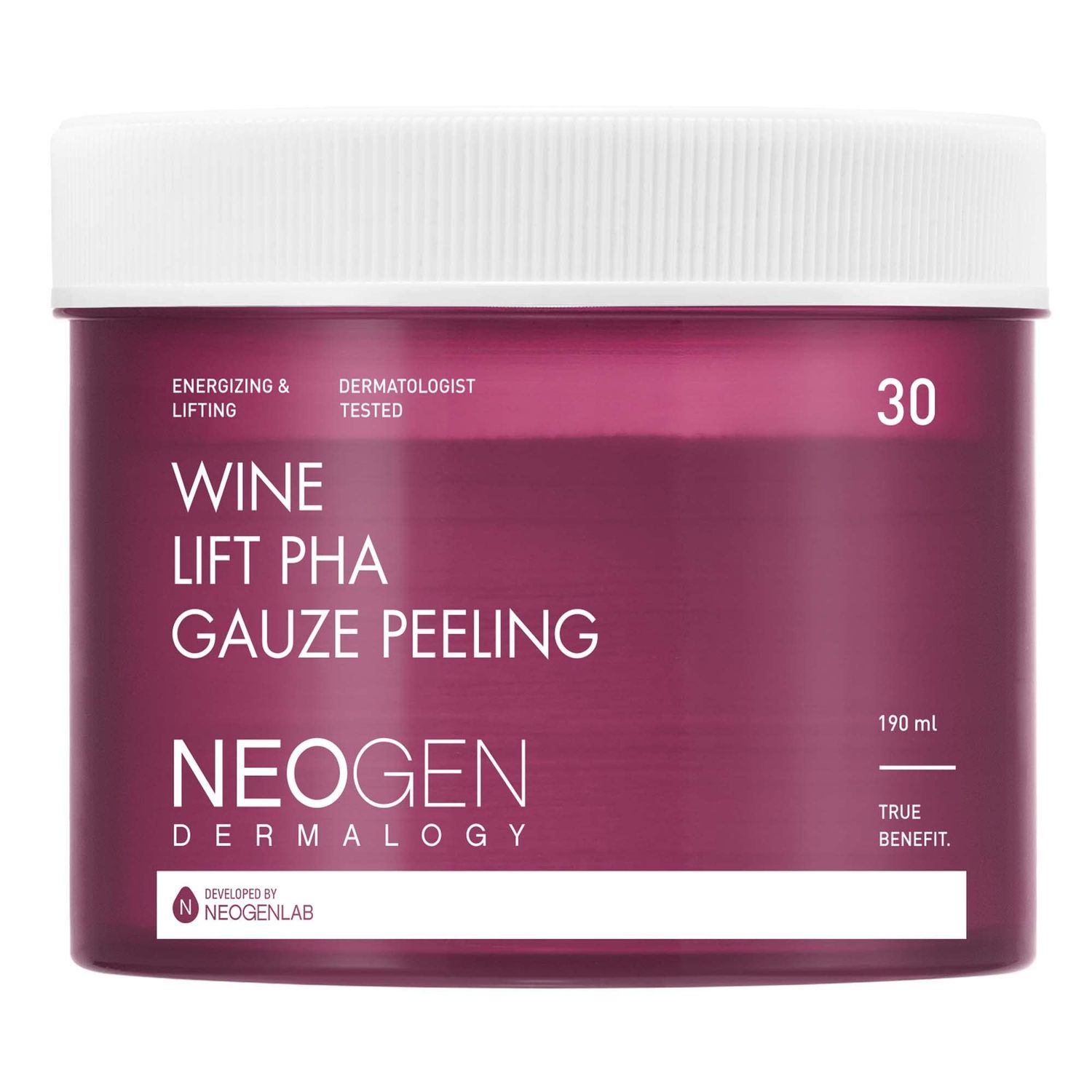 DERMALOGY by NEOGENLAB Wine Lift PHA Gauze Peeling Pads (30 pads) - Exfoliating &amp; Revitalizing &amp; Firming Peeling Pad with AHA, BHA, PHA, LHA &amp; Wine &amp; Peptide &amp; Collagen - Korean Skin Care