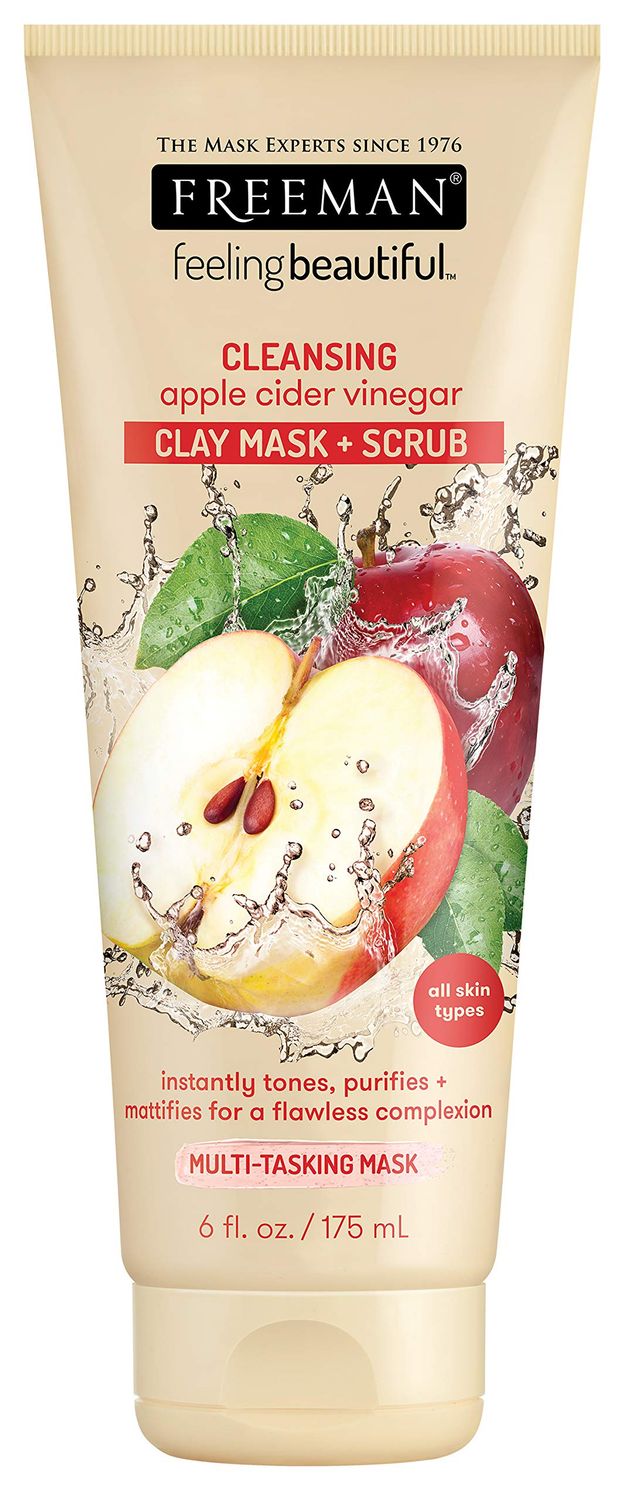 Freeman Cleansing Apple Cider Vinegar Clay Mask &amp; Facial Scrub, Face Mask Tones, Purifies, Flawless Complexion, Clay and Pumice Exfoliate Pores, All Skin Types, 6 fl.oz./175 mL Tube