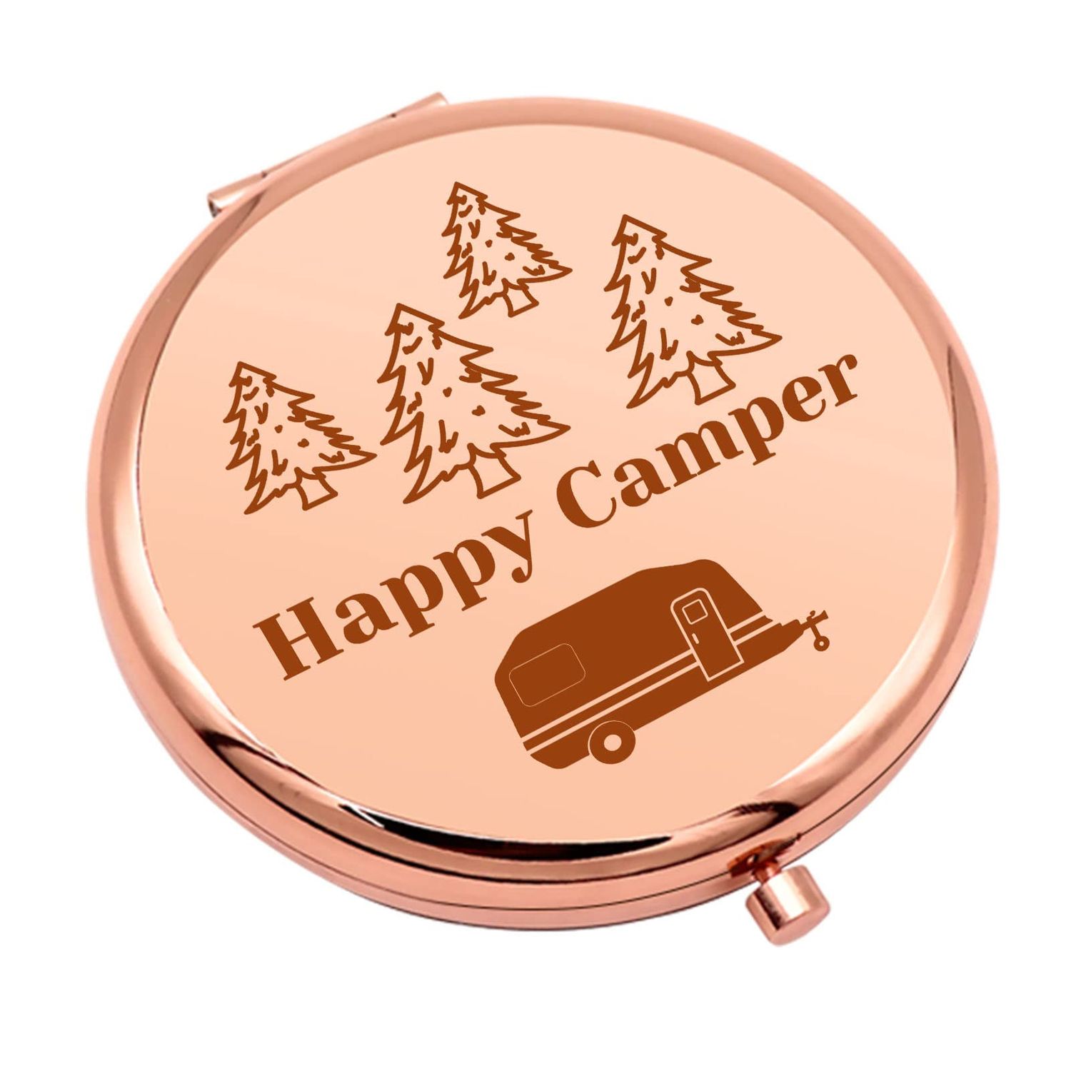 Camping Lover Gifts for Women Camper Gifts Camping Lady Gift Compact Makeup Mirror Camping Gifts for Camper Vacation Gifts Folding Makeup Mirror for Her Christmas Birthday Gifts