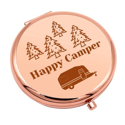 Camping Lover Gifts for Women Camper Gifts Camping Lady Gift Compact Makeup Mirror Camping Gifts for Camper Vacation Gifts Folding Makeup Mirror for Her Christmas Birthday Gifts