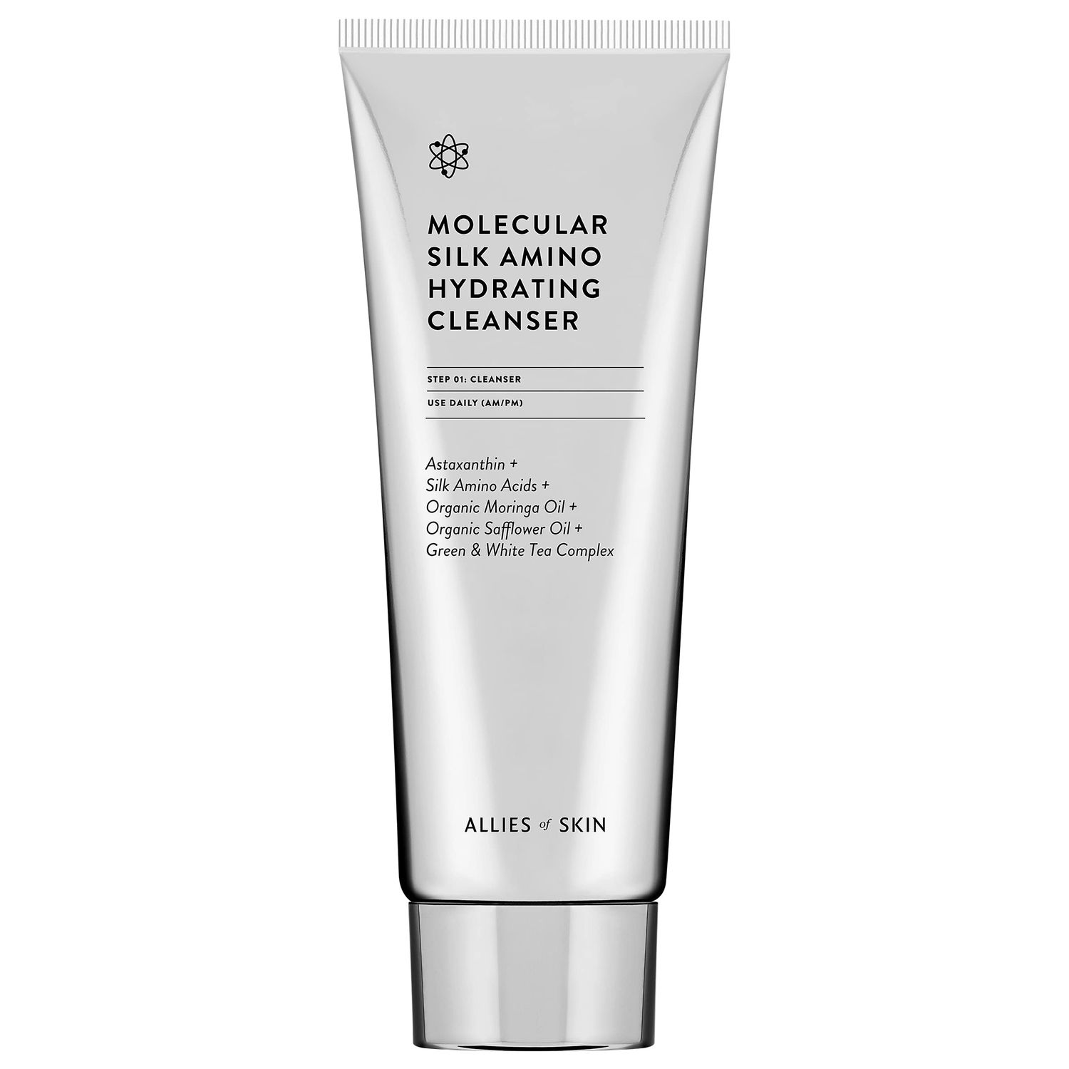 Allies of Skin Molecular Silk Amino Hydrating Cleanser: Hyaluronic Acid, Ceramides, Safflower &amp; Moringa Oils. Nourishes, Conditions &amp; Repairs 100 ml/2.4 oz