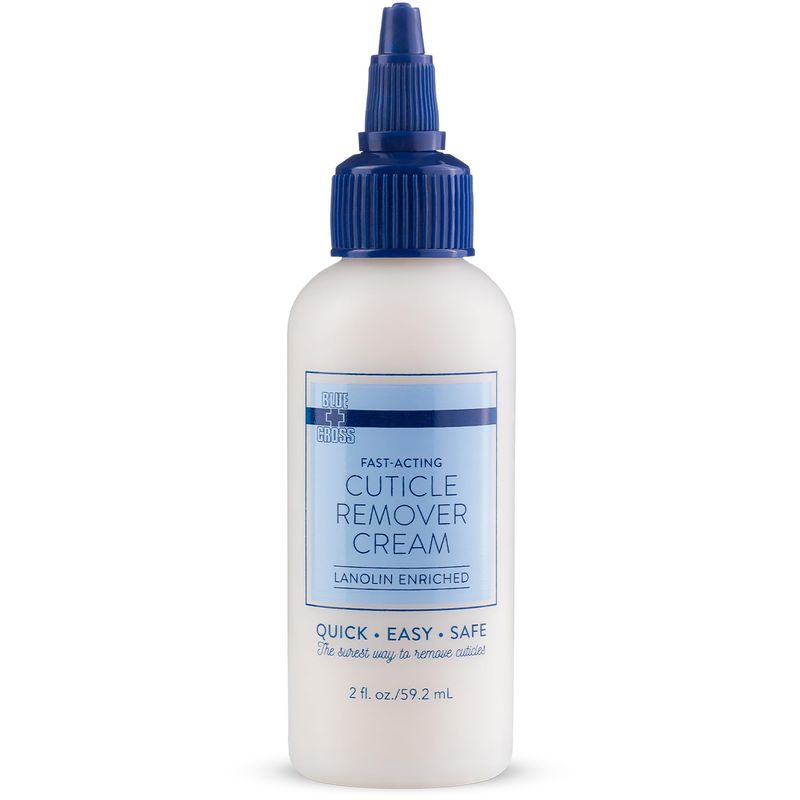 Blue Cross Cuticle Remover Cream for Dry Damaged Cuticles, Moisturizing Cuticle Softener for Nails, Professional Nail Care for Dry Manicures, Brittle Hang Nails, Made in USA, 2oz