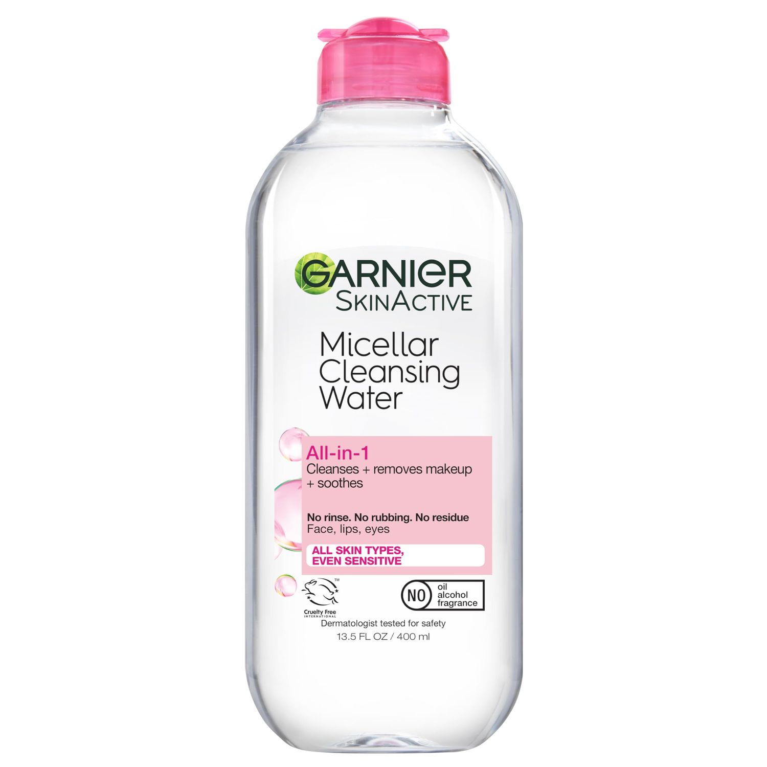 Garnier Micellar Water, Hydrating Facial Cleanser &amp; Makeup Remover, Suitable for Sensitive Skin, Vegan, Cruelty Free, 13.5 Fl Oz (400mL), 1 Count