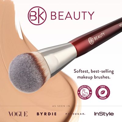 BK BEAUTY BRUSHES - 101 CONTOURED FOUNDATION BRUSH - Contoured Foundation Brush - Foundation Makeup Brushes - Face Brush For Liquid Or Cream Foundations