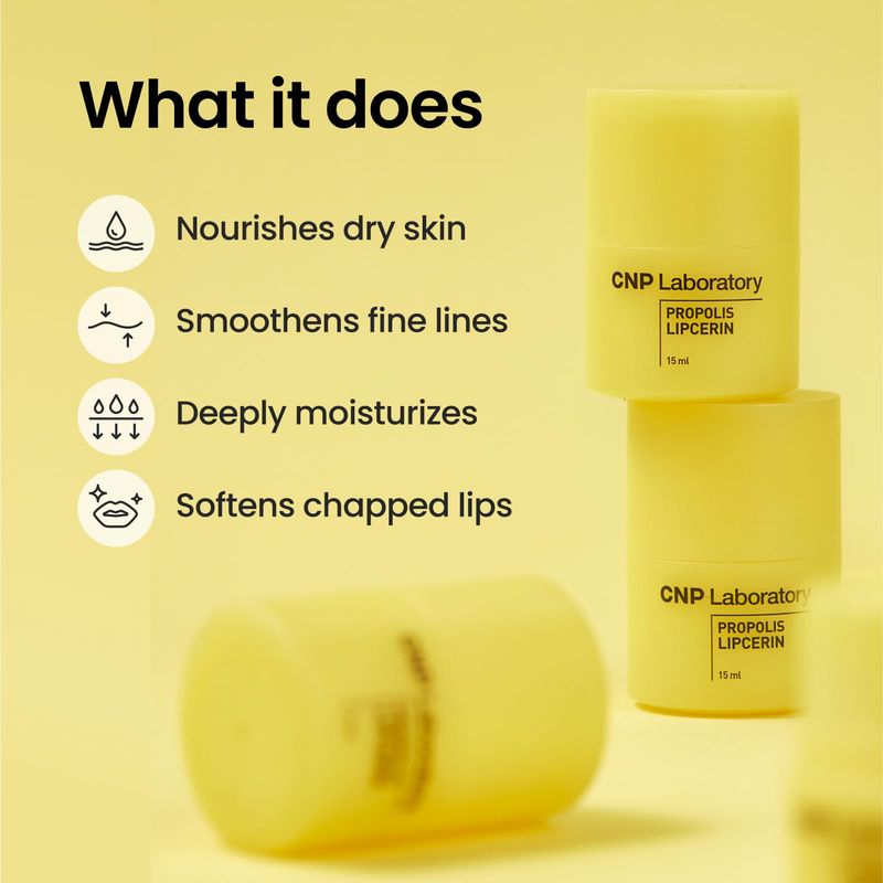 CNP Honey Lip Butter - Propolis Lipcerin Original, Hydrating Overnight Manuka Lip Balm &amp; Mask, 12hrs Long-lasting Moisture, Gifts for Women, Korean Skin Care, 0.5 fl.oz.