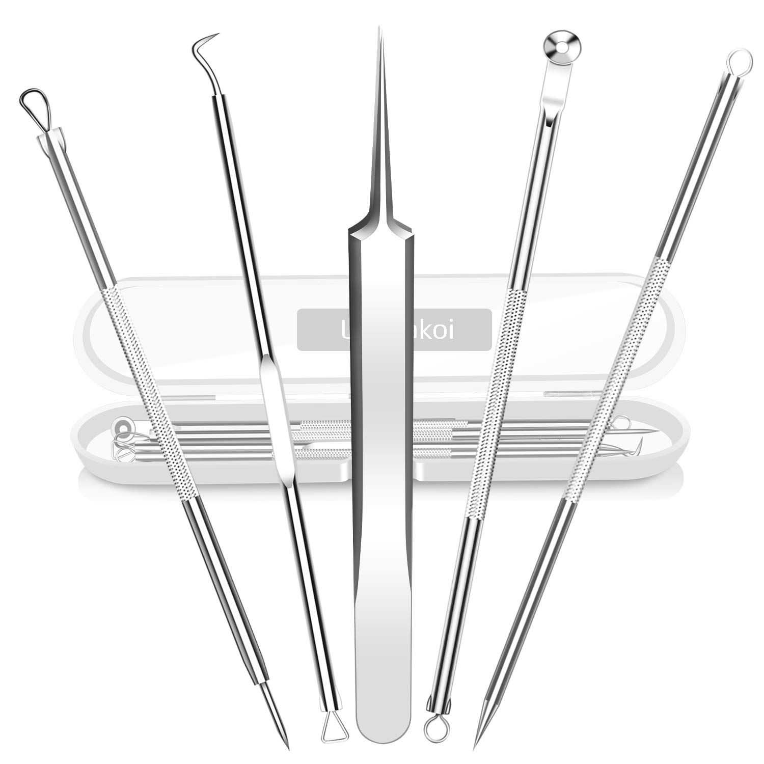 Best Blackhead Remover, Blackheads Blemish Removing, Acne Whitehead Removal Kit, Pimple Comedone Extractor Tool, Popper Pimples Treatment, with Tweezers, Risk Free for Face Forehead Nose