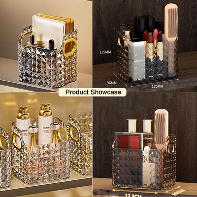 Gidary Cosmetics Makeup Organizer,Clear Diamond Crystal Makeup Organizer,skincare organizers,for Vanity Decor,Bathroom Countertops,Desk Storage Container,Cosmetic Display cases (White)