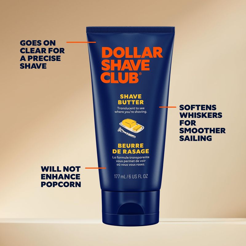 Dollar Shave Club Butter, For Sensitive Skin, A Translucent Shaving Cream &amp; Gel Alternative, Designed Gentle Glide, Helps To Fight Razor Bumps and Ingrown Hairs (Pack of 2), Blue