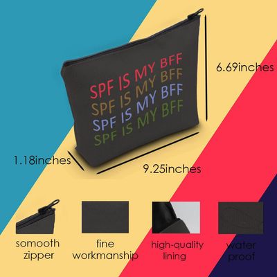 Dermatologist Cosmetic Bag Dermatology Student Graduation Gift SPF Is My BFF Makeup Zipper Pouch for Skin Doctor Dermatology Nurse (SPF Black Bag)