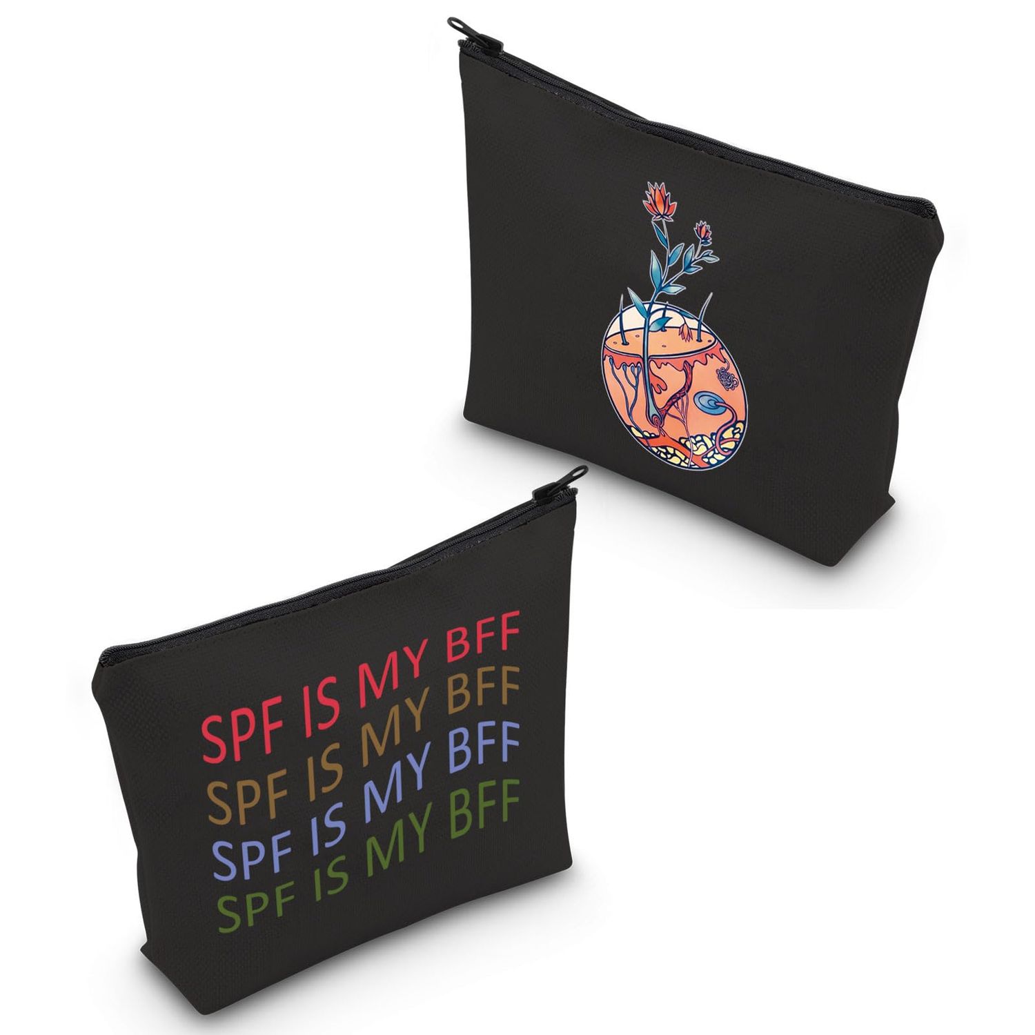 Dermatologist Cosmetic Bag Dermatology Student Graduation Gift SPF Is My BFF Makeup Zipper Pouch for Skin Doctor Dermatology Nurse (SPF Black Bag)