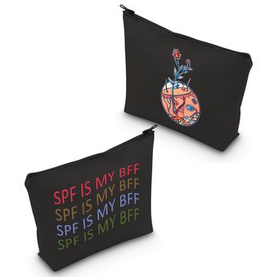 Dermatologist Cosmetic Bag Dermatology Student Graduation Gift SPF Is My BFF Makeup Zipper Pouch for Skin Doctor Dermatology Nurse (SPF Black Bag)