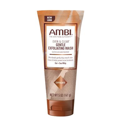 Ambi Even &amp; Clear Gentle Exfoliating Wash with Oat and Sea Whip, Salicylic Acid Acne Treatment, Helps Clear &amp; Prevent Breakouts, Exfoliates to Help Smooth Skin Tone &amp; Texture, 5 Ounce