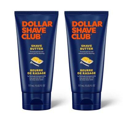 Dollar Shave Club Butter, For Sensitive Skin, A Translucent Shaving Cream &amp; Gel Alternative, Designed Gentle Glide, Helps To Fight Razor Bumps and Ingrown Hairs (Pack of 2), Blue