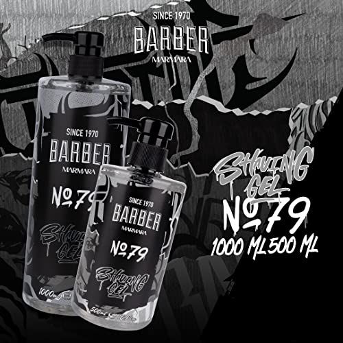 BARBER MARMARA Shaving Gel Men No.79 - Men's Shaving Gel Transparent 500 ml - Shaving Gel Men - for a Precise Shaving of Beard Contours - Optimal Gliding - Cools the Skin - with Pump Dispenser