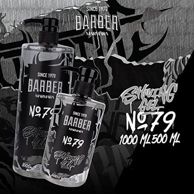 BARBER MARMARA Shaving Gel Men No.79 - Men's Shaving Gel Transparent 500 ml - Shaving Gel Men - for a Precise Shaving of Beard Contours - Optimal Gliding - Cools the Skin - with Pump Dispenser