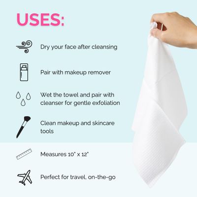Elizabeth Mott Thank Me Later Clean Face Towels - Biobased Disposable Facial Washcloth, Makeup Remover Wipes - Ultra Soft for Sensitive Skin - 50 Count