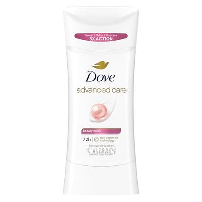 Dove Advanced Care Antiperspirant Deodorant Stick Beauty Finish for Helping Repair Skin Barrier After Shaving, with 72-Hour Sweat &amp; Odor Protection, 2.6 oz
