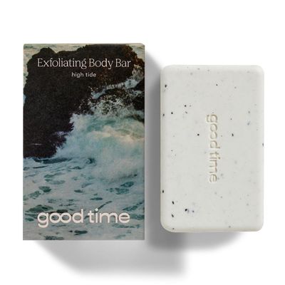 GOOD TIME Exfoliating Body Bar - Buffs, Smooths for Clean &amp; Hydrated Skin - Eucalyptus - Sustainably Crafted, Plastic Free - Pre-Shave - Made in USA