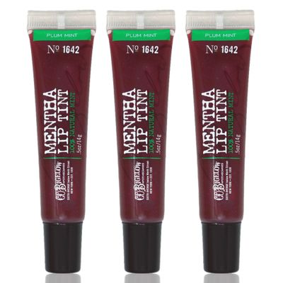 C.O. Bigelow Plum Mint Mentha Lip Tint Trio, Moisturizing Lip Balms for Dry Lips, Light Purple Tinted Gloss, Bulk Balm 3 Pack, 0.5 oz Each