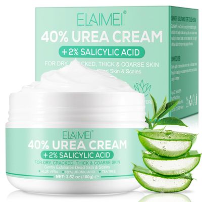 Akeeronn 40% Urea Cream Plus 2% Salicylic Acid for Feet, Urea Cream 40 Percent for Feet Maximum Strength, Intensive Hydrating Cream for Dry Coarse Heels Feet Knees Elbows Hands(3.52 Oz)