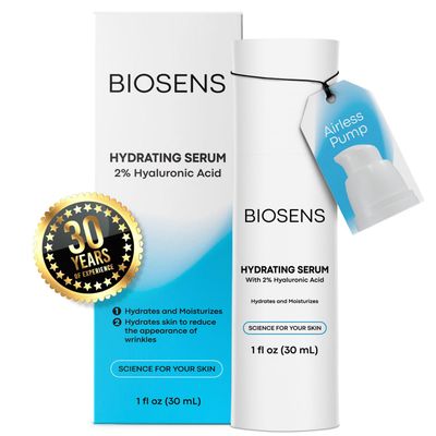 BIOSENS - Hydrating Facial Serum | Hyaluronic Acid 2% | Hyaluronic Acid Serum | Hydrating Serum | Face Moisturizer, Reduces Wrinkles, Repairs Skin Barrier, Improves Skin Elasticity | Airless 1 fl oz