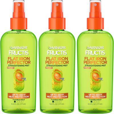 Garnier Fructis Style Flat Iron Perfector Straightening Mist for Heat Protection, Argan Oil, 6.0 Fl Oz, 3 Count (Packaging May Vary)