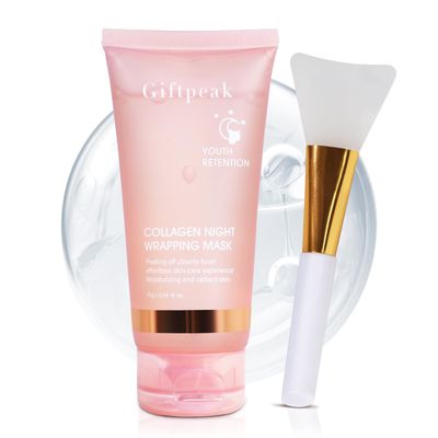GiftPeak Collagen Night Wrapping Mask,Collagen Mask for Women Peel off Face Mask Overnight for Elasticity &amp; Hydration,Reduces Sagging, Elasticity &amp; Hydration Care, 3.38fl.oz (Brush Included)