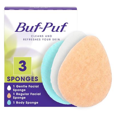 Buf-Puf Multi-Pack Exfoliating Sponges - Facial and Body Cleansing, Dermatologist Developed - 3 Pack