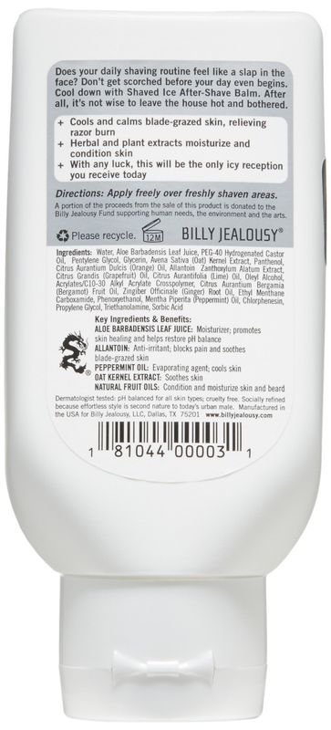 Billy Jealousy Shaved Ice After Shave Balm for Men with Aloe Leaf Juice, Cools &amp; Hydrates Skin, Relieves Razor Irritation and Prevents Ingrown Hairs, 3 Fl Oz