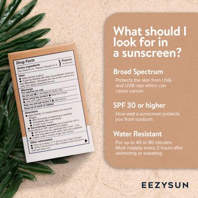 EEZYSUN Mineral SPF 50 Travel Size Sunscreen Snap Packets | Infused with Aloe Vera | Vegan &amp; Reef-Safe | Broad Spectrum, Non-Oily &amp; Natural with UVA/UVB Protection | 10 x 0.27 FL OZ
