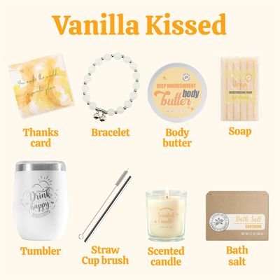 Gifts for Women BODY & EARTH Birthday Gifts for Women, Vanilla Bath Set Spa Gifts for Women, 6pcs Self Care Gifts for Women Vanilla Spa Kit Womens Christmas Gifts, Gift Sets for Women