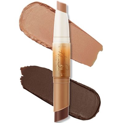FOCALLURE 2 in 1 Cream Bronzer and Highlighter Stick,Non-greasy &amp; Non-drying Contour Pencil,Easy to Create a Natural Matte Finishing,Long Lasting &amp; Waterproof Face Brighten Make up Pen,SILKY CHOCOLATE
