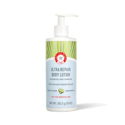 First Aid Beauty Ultra Repair Body Lotion - Lightweight, Daily Moisturizing Hydration for All Skin Types, Even Sensitive, Dry &amp; Eczema - Cooling Cucumber, 10 oz