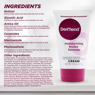 Dermend Arnica Bruise Cream with Vitamin K - Moisturizer for Bruising on Arms, Legs &amp; Hands - 4.5 Oz