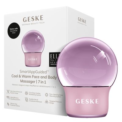 GESKE SmartAppGuided Cool &amp; Warm Face &amp; Body Massager | 7 in 1 | Multifunctional Massager | Face &amp; Body | Battery-free Cooling &amp; Warming | Firms, Relaxes &amp; De-Puffs Skin | Globular Design
