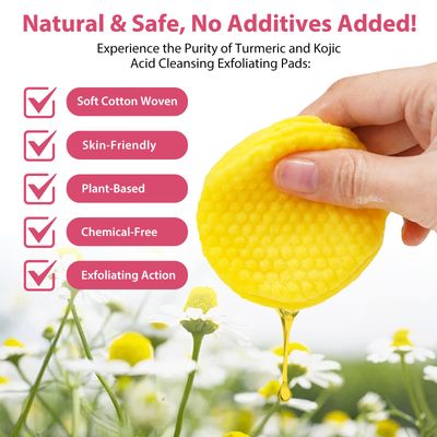 2 Pack Turmeric Cleansing Pads, Turmeric Exfoliating Pads for Face, Turmearic Cleansing Pads with Vitamin B5, Vitamin C, Turmeric Pads Infused Foaming Exfoliating Pads